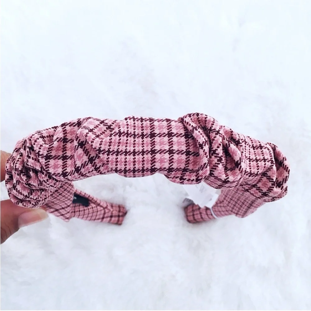 J. Crew Pink Plaid Checkered Scrunchie Women’s Headband